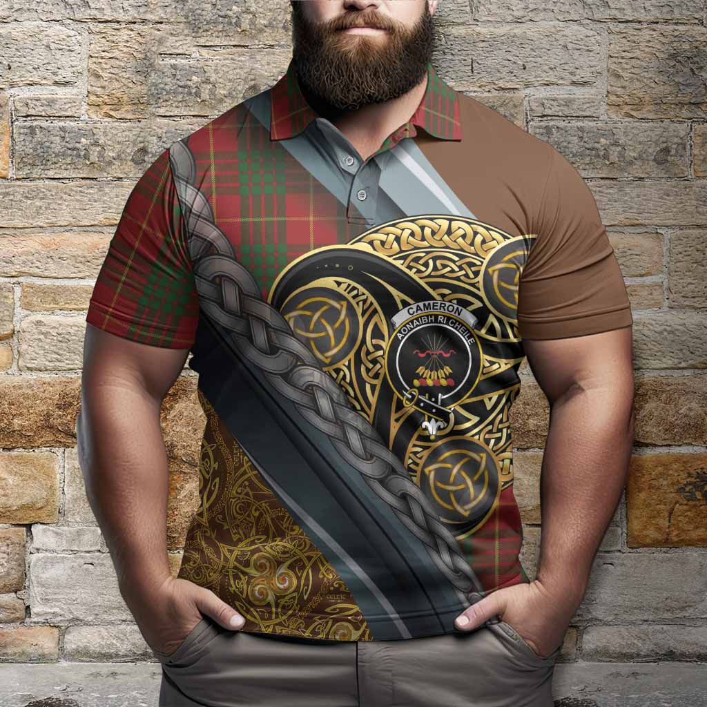 Cameron Tartan Crest Polo Shirt Scottish Triskele Celtic