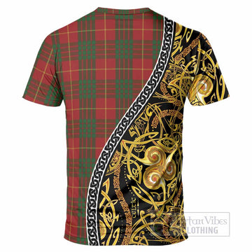 Cameron Tartan Crest T-Shirt Celtic Knot and Triple Trickle Spiral Symbols
