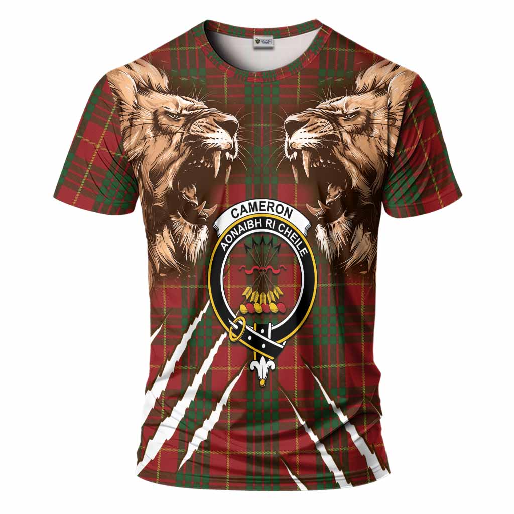 Cameron Tartan Crest T-Shirt Ferocious Lion Style