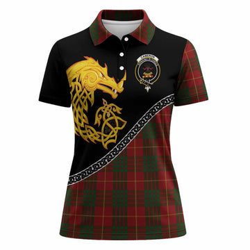 Cameron Tartan Crest Women Polo Shirt Legendary Dragon Knot Half Style