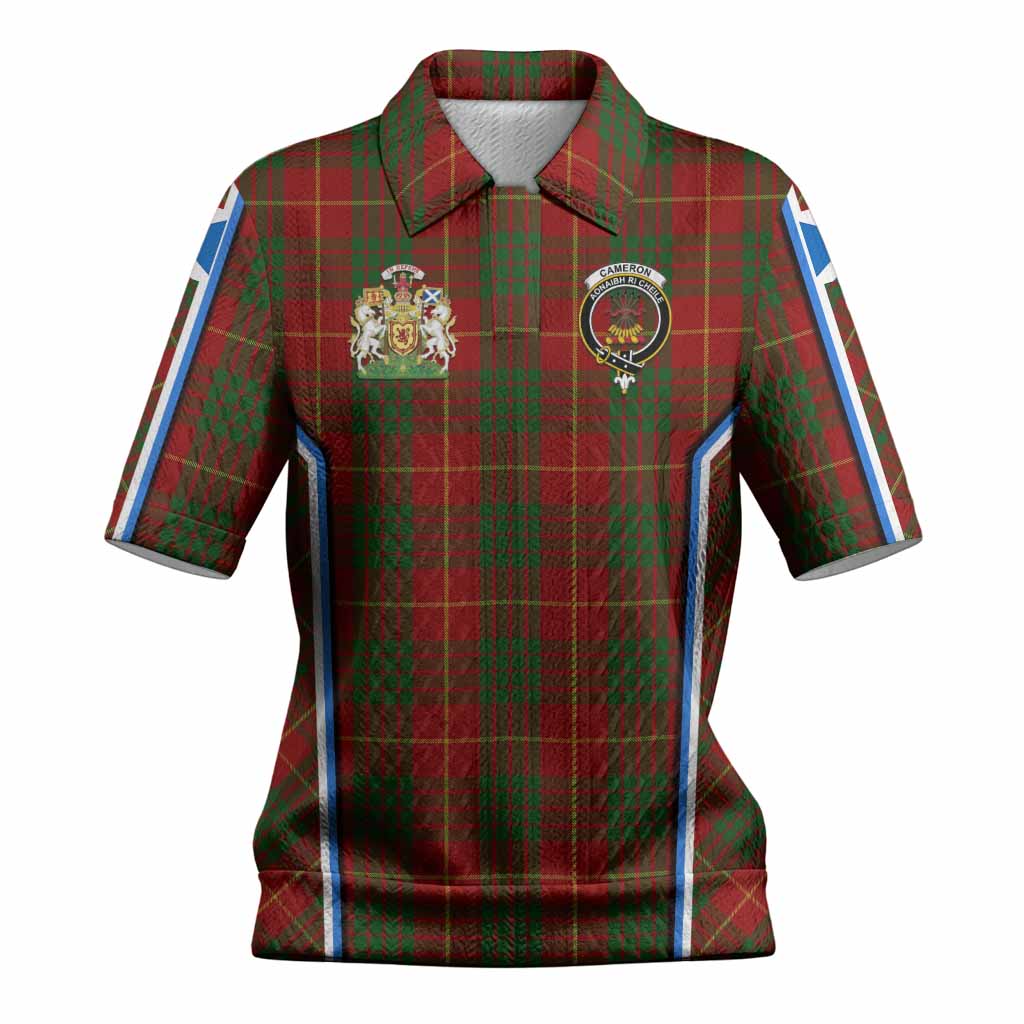 Cameron Tartan Crest Women’s Polo Sweater Top Scotland Coat of Arm Flag Style