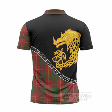 Cameron Tartan Crest Zipper Polo Shirt Legendary Dragon Knot Half Style