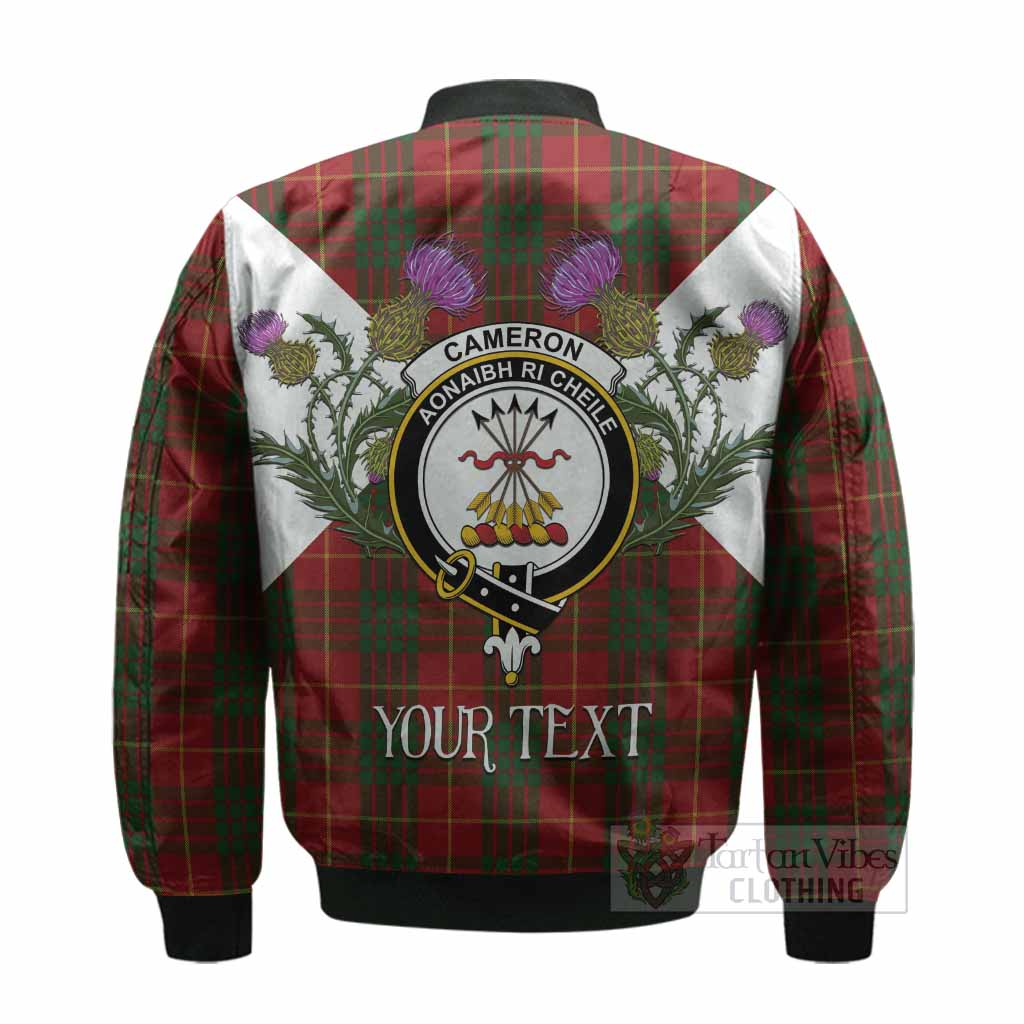 Cameron Tartan Family Crest Bomber Jacket Scottish Burns Night Thistle Floral
