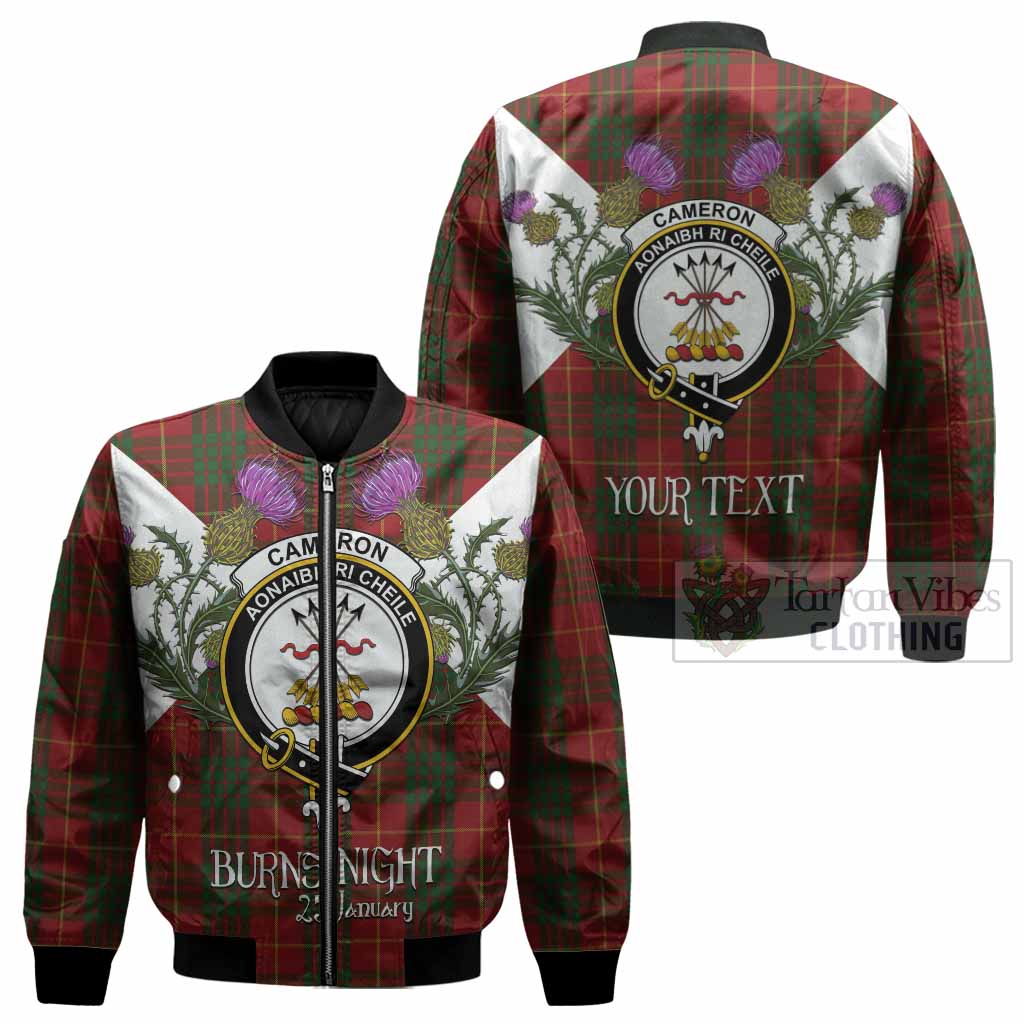 Cameron Tartan Family Crest Bomber Jacket Scottish Burns Night Thistle Floral