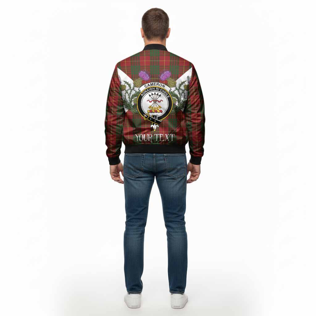 Cameron Tartan Family Crest Bomber Jacket Scottish Burns Night Thistle Floral