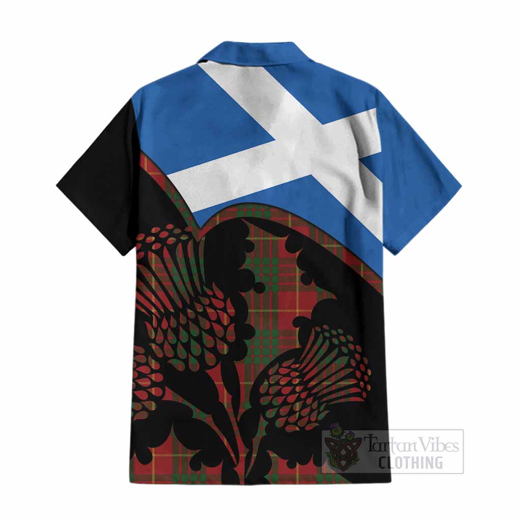 Cameron Tartan Family Crest Cotton Hawaiian Shirt Scotland Thistle Floral Flag Style