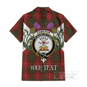 Cameron Tartan Family Crest Cotton Hawaiian Shirt Scottish Burns Night Thistle Floral