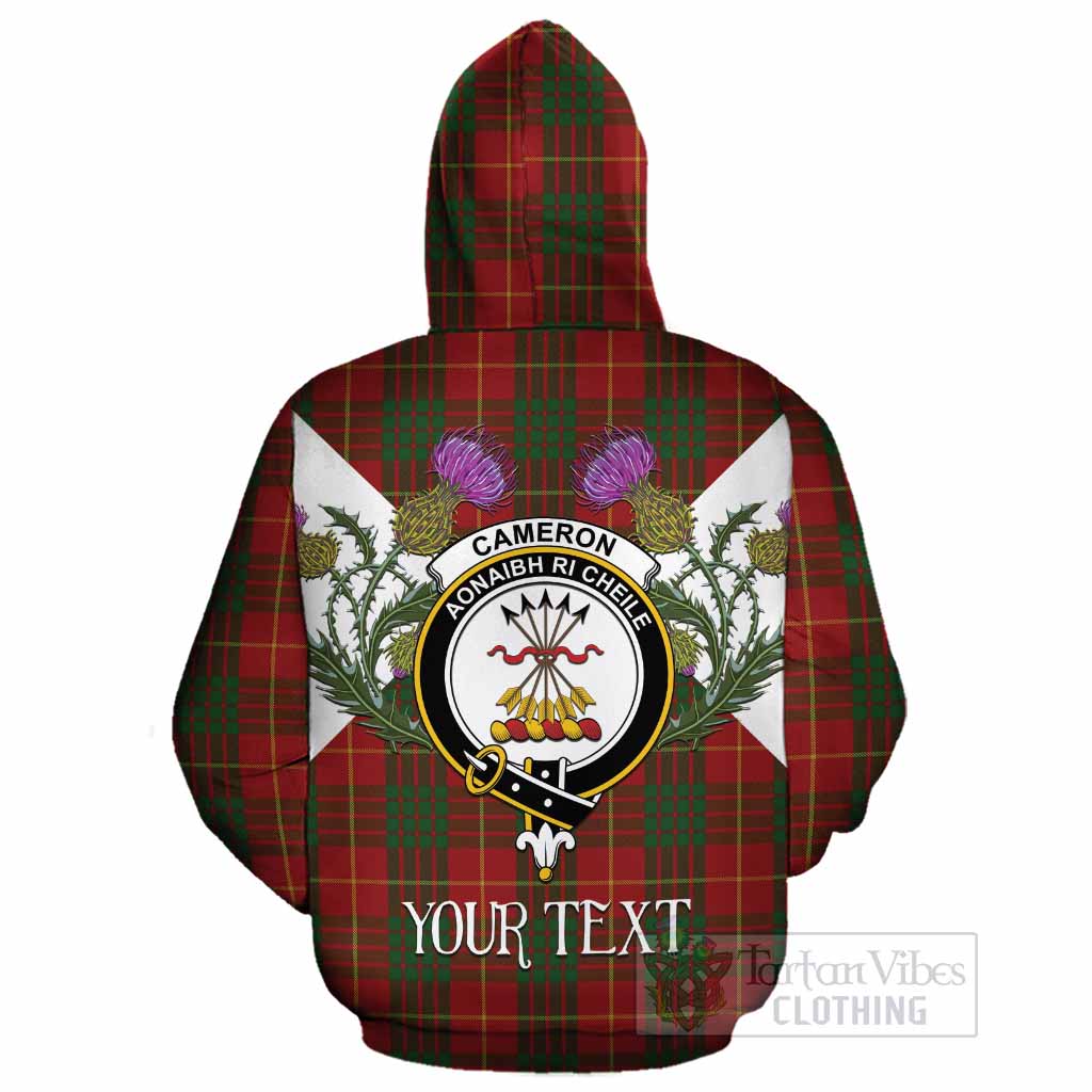 Cameron Tartan Family Crest Cotton Hoodie Scottish Burns Night Thistle Floral