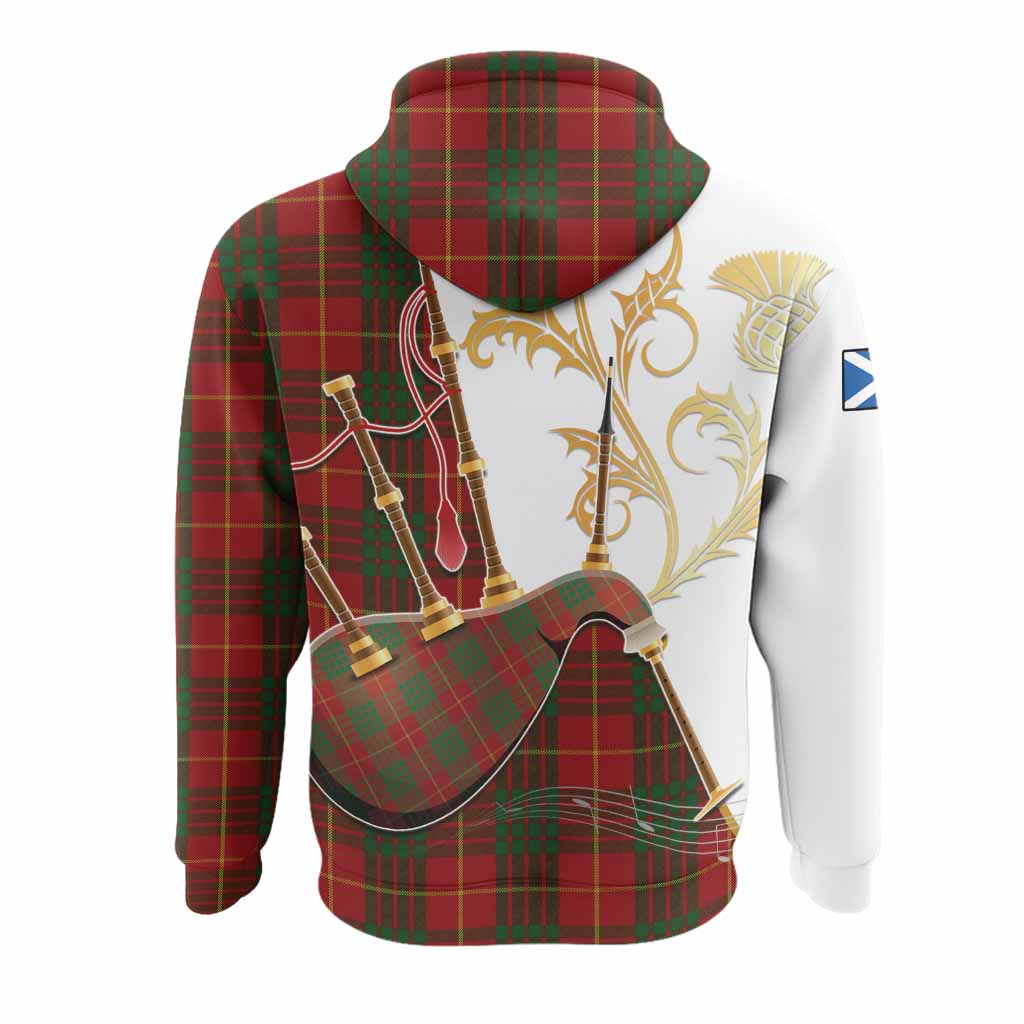 Cameron Tartan Family Crest Hoodie Bagpipes with Scottish Thistle