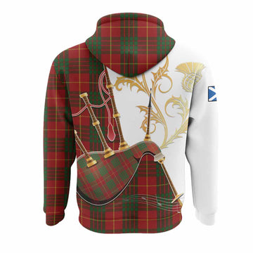 Cameron Tartan Family Crest Hoodie Bagpipes with Scottish Thistle
