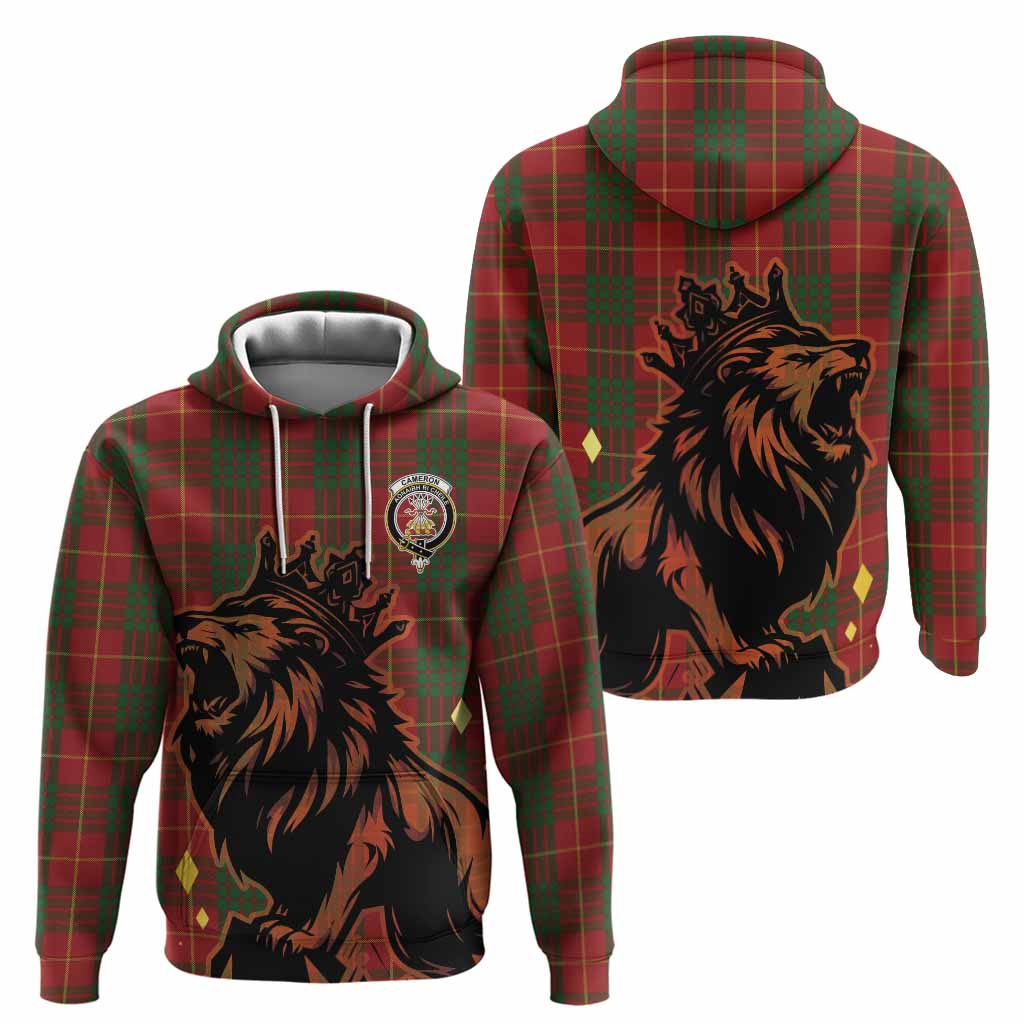 Cameron Tartan Family Crest Hoodie Crowned Lion Roaring