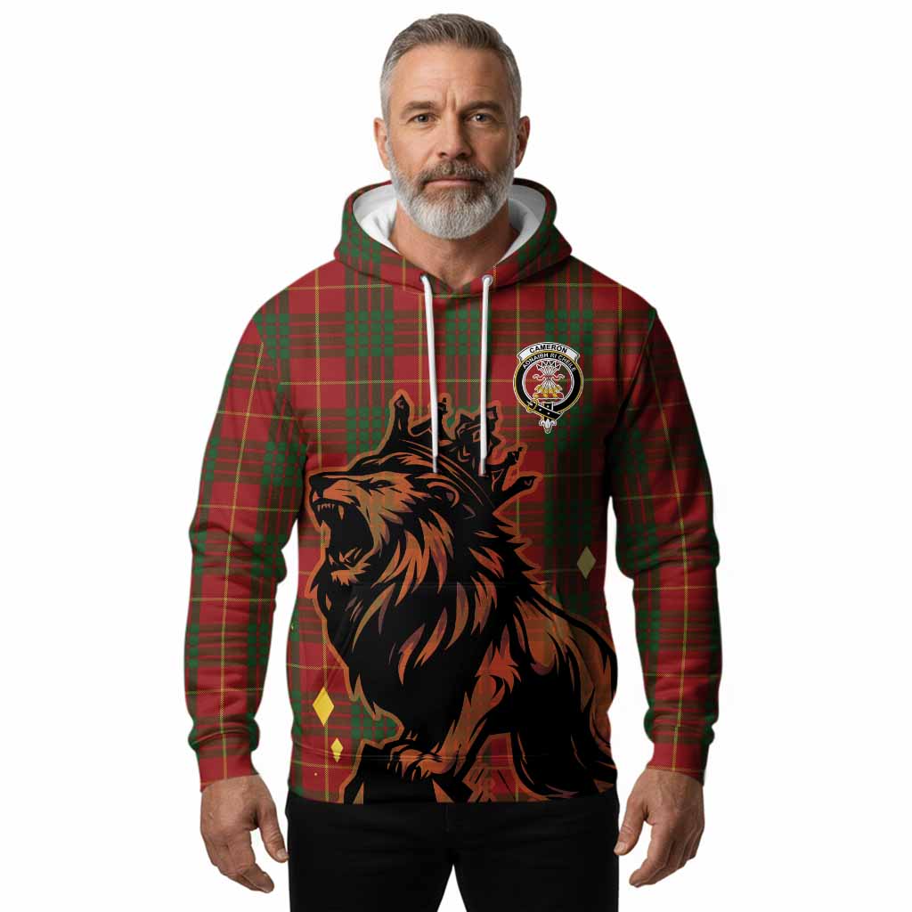 Cameron Tartan Family Crest Hoodie Crowned Lion Roaring