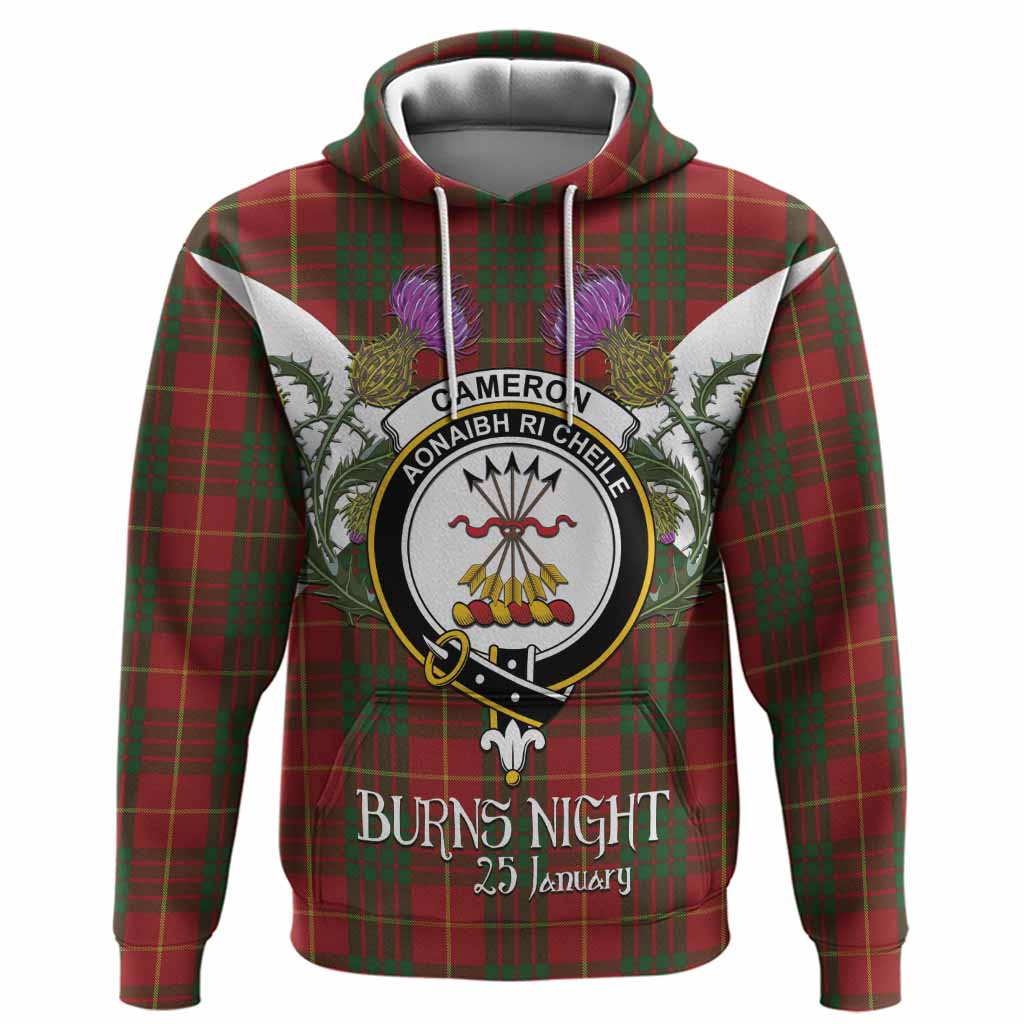 Cameron Tartan Family Crest Hoodie Scottish Burns Night Thistle Floral