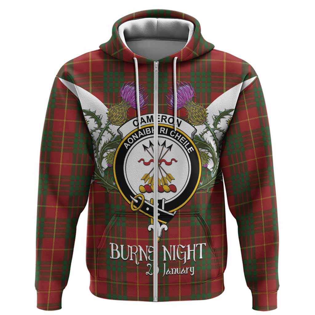 Cameron Tartan Family Crest Hoodie Scottish Burns Night Thistle Floral