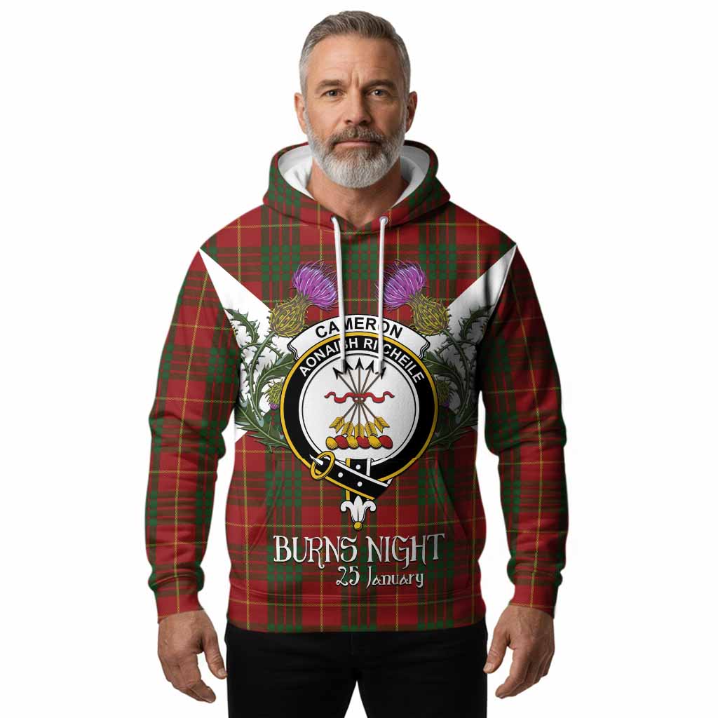 Cameron Tartan Family Crest Hoodie Scottish Burns Night Thistle Floral