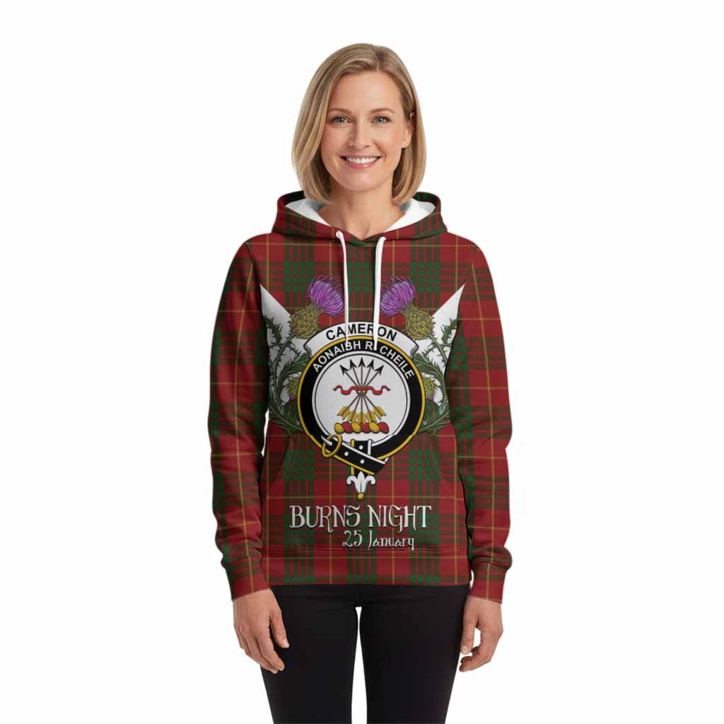 Cameron Tartan Family Crest Hoodie Scottish Burns Night Thistle Floral