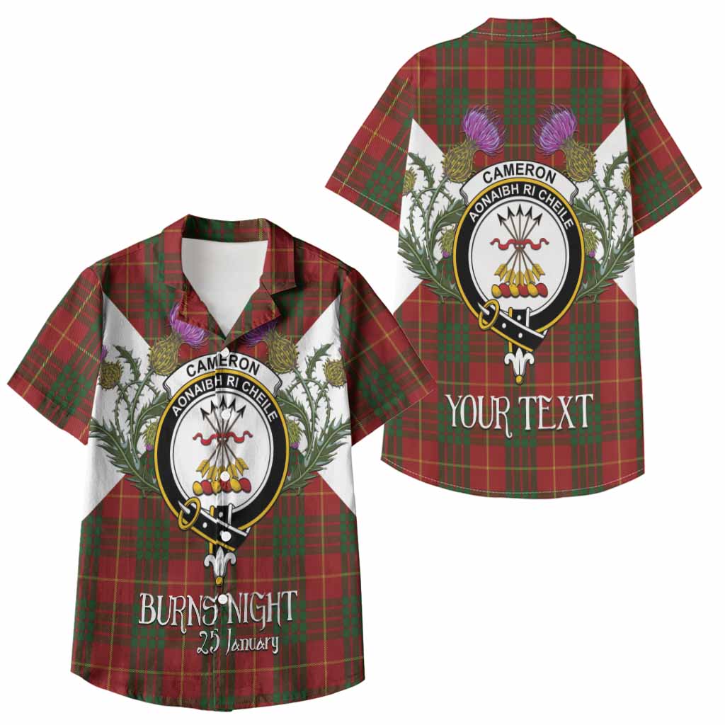 Cameron Tartan Family Crest Kid Hawaiian Shirt Scottish Burns Night Thistle Floral