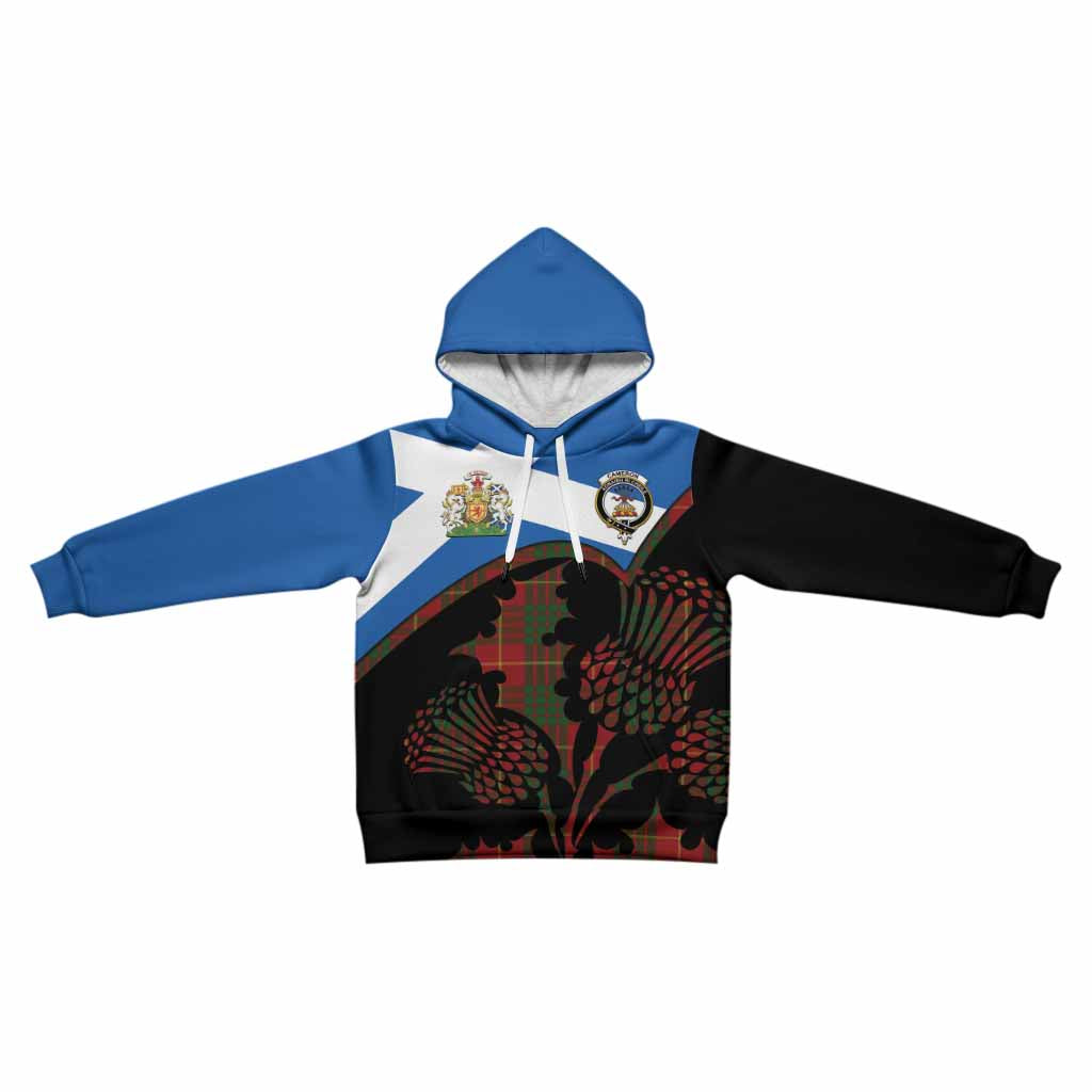 Cameron Tartan Family Crest Kid Hoodie Scotland Thistle Floral Flag Style