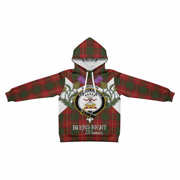 Cameron Tartan Family Crest Kid Hoodie Scottish Burns Night Thistle Floral