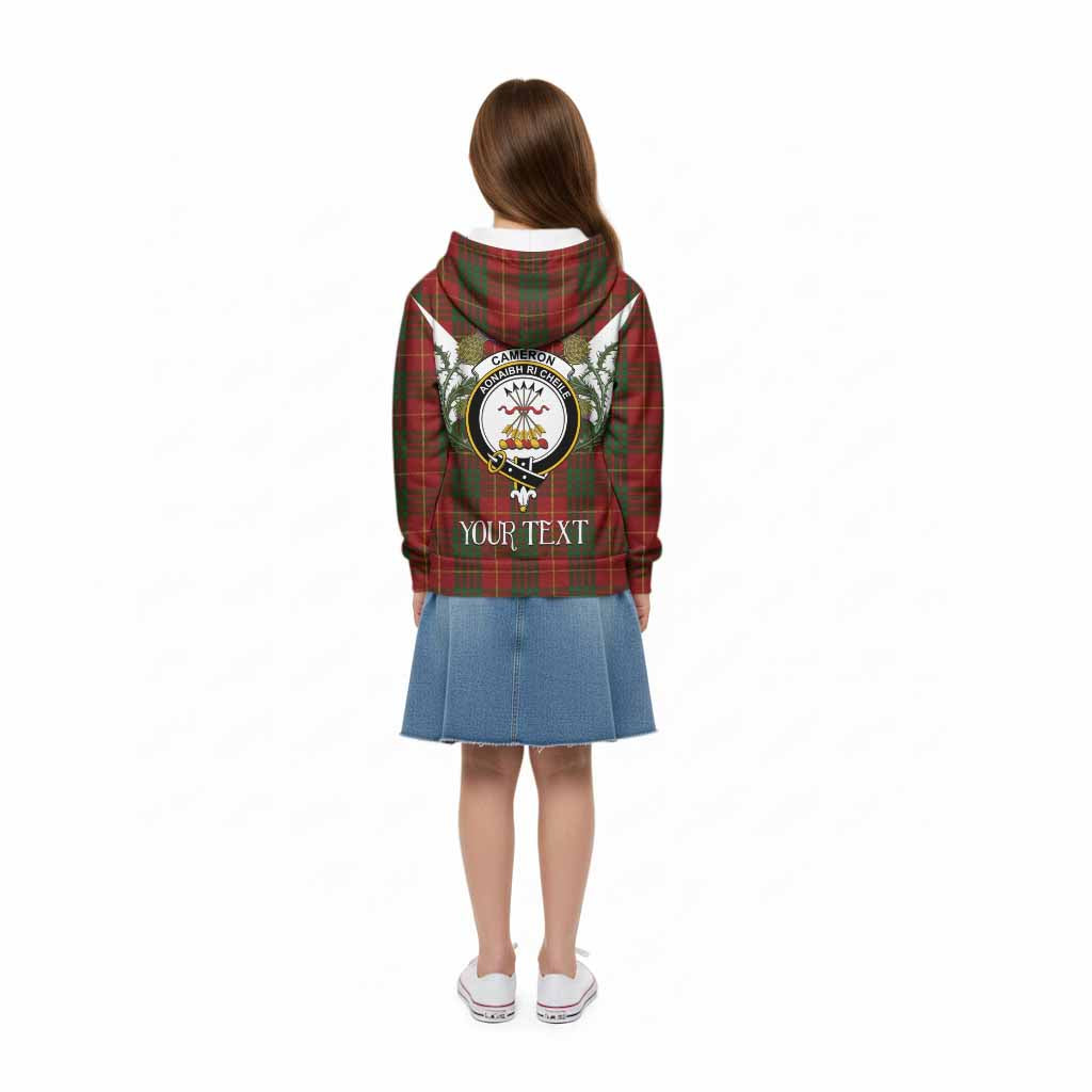 Cameron Tartan Family Crest Kid Hoodie Scottish Burns Night Thistle Floral