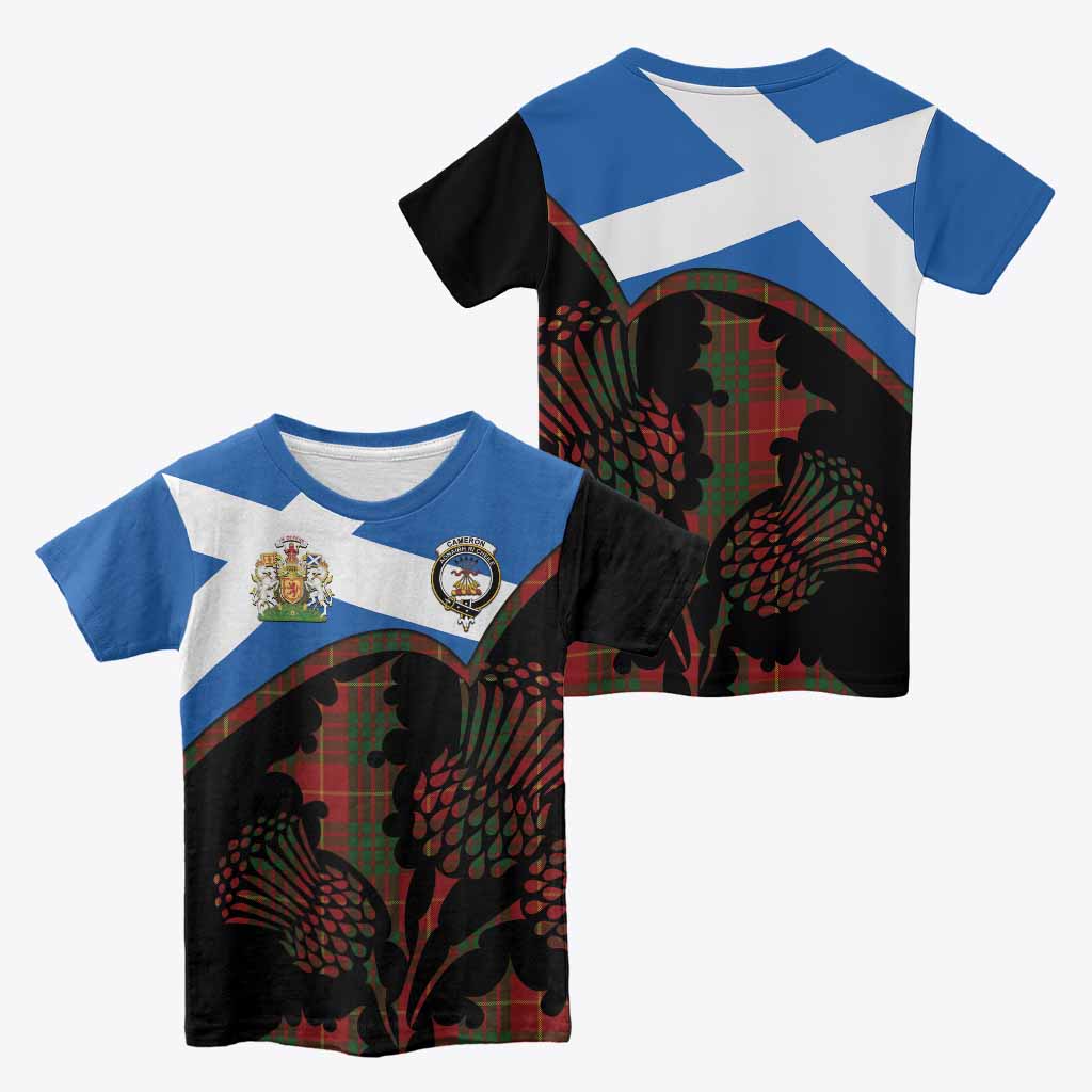 Cameron Tartan Family Crest Kid T-shirt Scotland Thistle Floral Flag Style