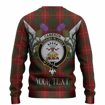 Cameron Tartan Family Crest Knitted Sweater Scottish Burns Night Thistle Floral