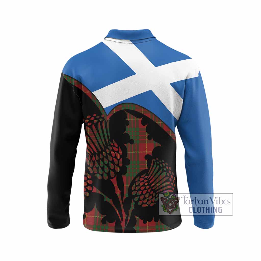 Cameron Tartan Family Crest Long Sleeve Polo Shirt Scotland Thistle Floral Flag Style