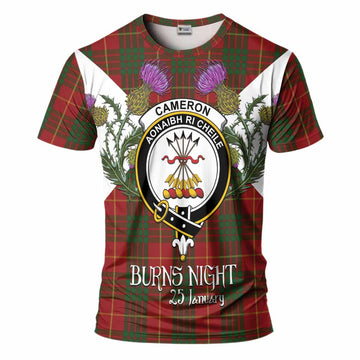 Cameron Tartan Family Crest T-Shirt Scottish Burns Night Thistle Floral