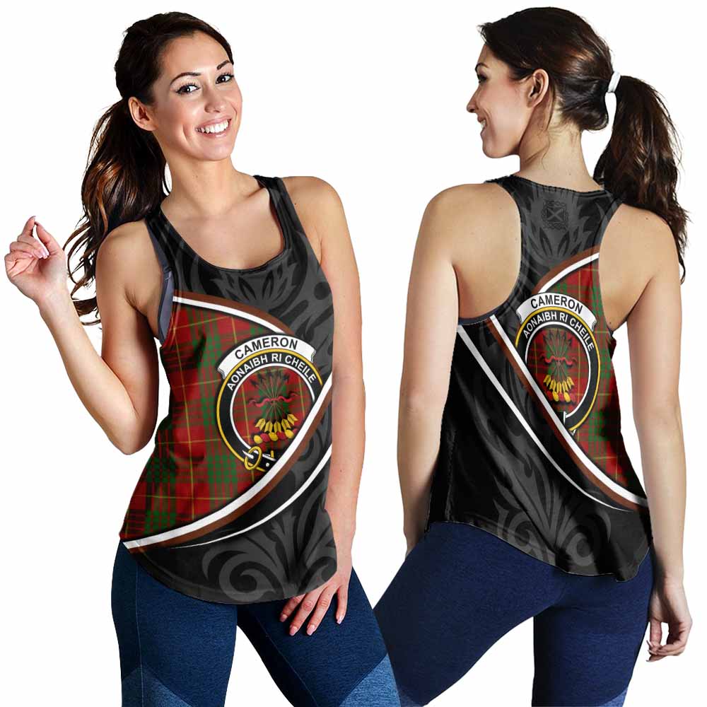 Cameron Tartan Family Crest Women Racerback Tanks Celtic Scottish Thistle Floral - Tartan Vibes Clothing