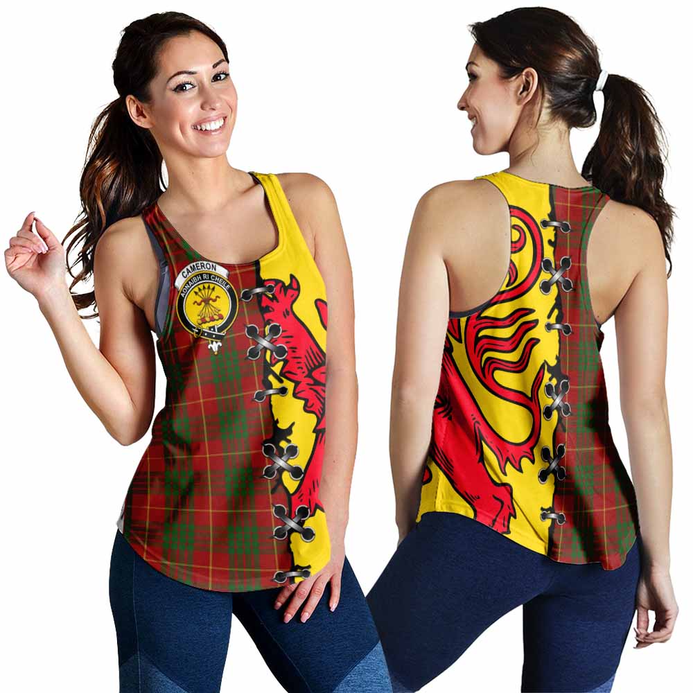Cameron Tartan Family Crest Women Racerback Tanks Lion Rampant Honor - Tartan Vibes Clothing