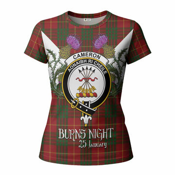 Cameron Tartan Family Crest Women T shirt Scottish Burns Night Thistle Floral