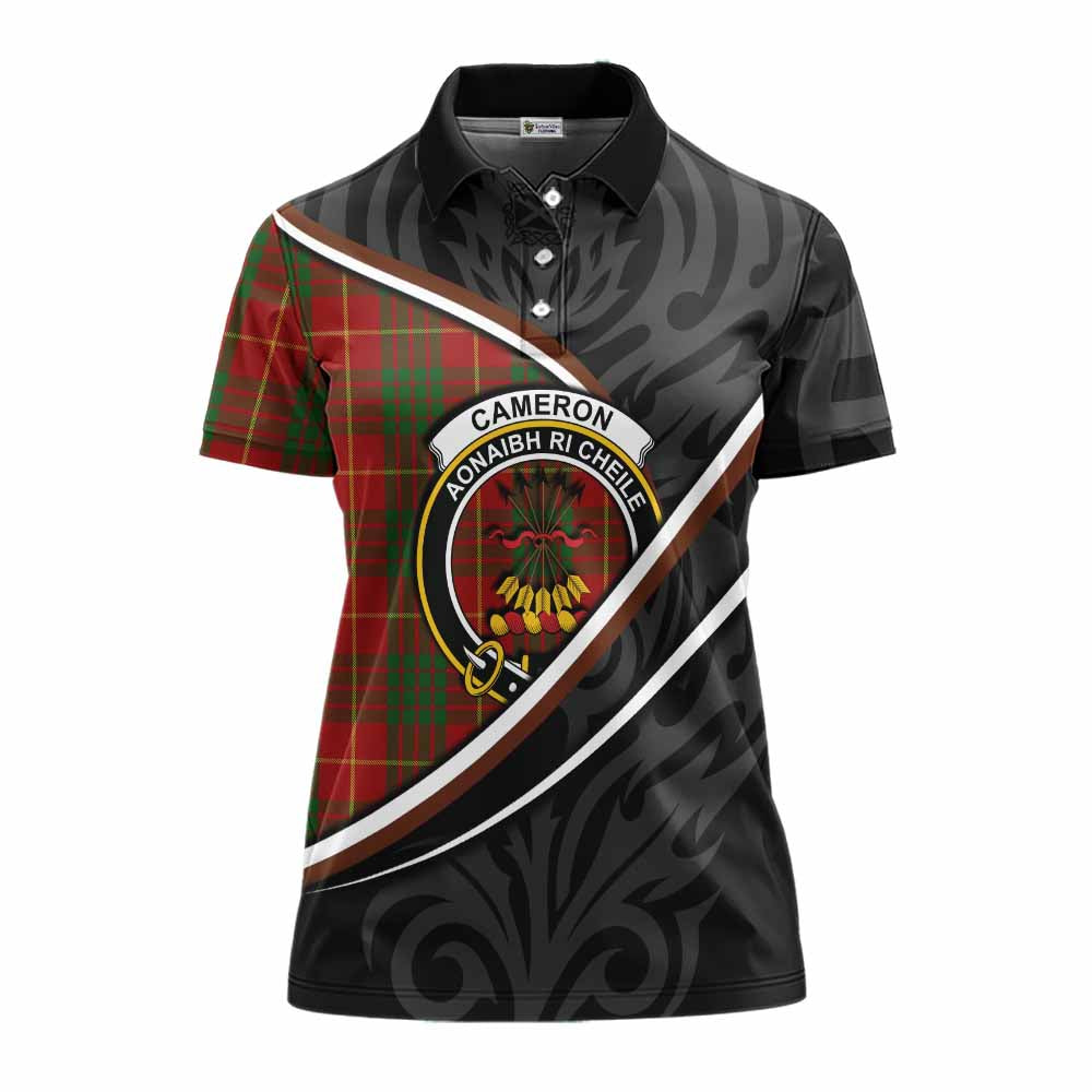 Cameron Tartan Family Crest Women's Polo Shirt Celtic Scottish Thistle Floral - Tartan Vibes Clothing