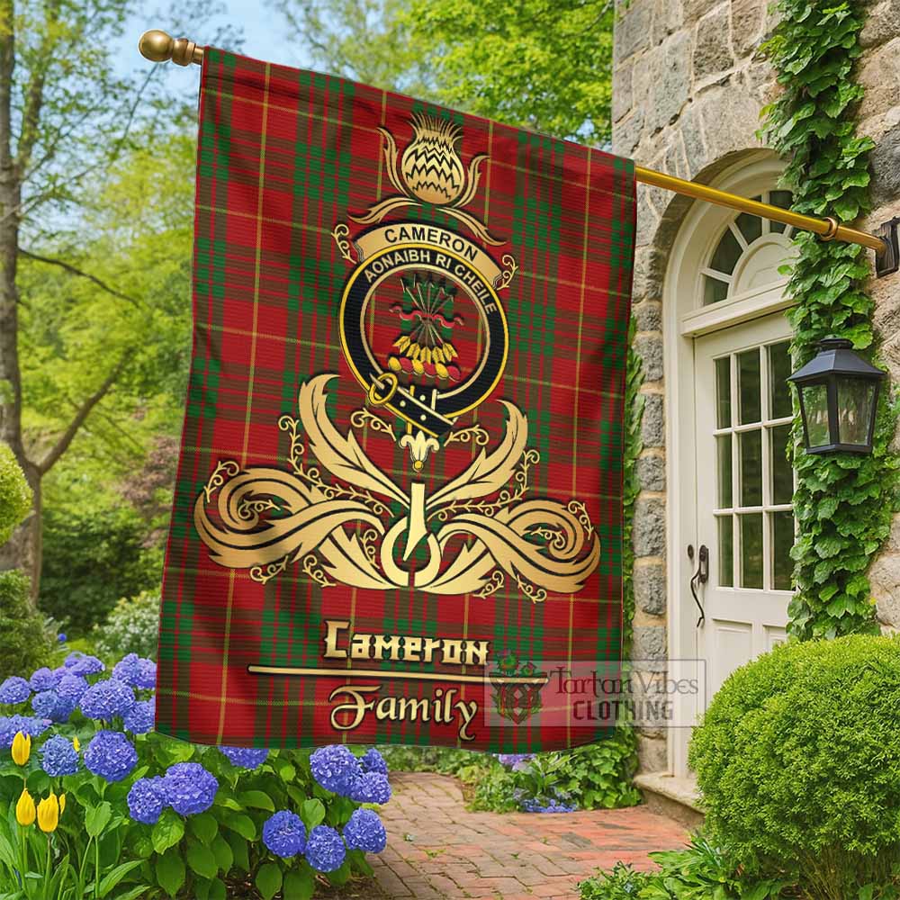 Cameron Tartan Garden Flag with Highland Thistle Cherish Family Crest Style - Tartan Vibes Clothing