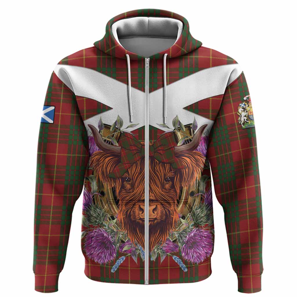 Cameron Tartan Hoodie Scottish Thistle Heilan Coo