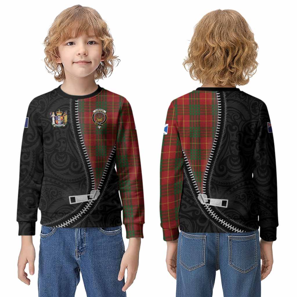 Cameron Tartan Kid Knitted Sweatshirt New Zealand Pattern Unique Zipper Stylized