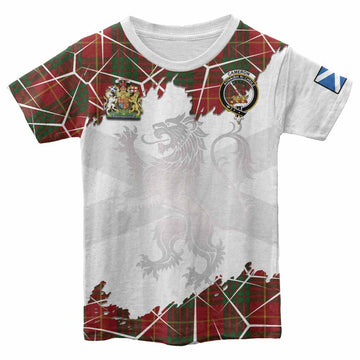 Cameron Tartan Kid T-shirt with Family Crest and Lion Rampant Grunge Style