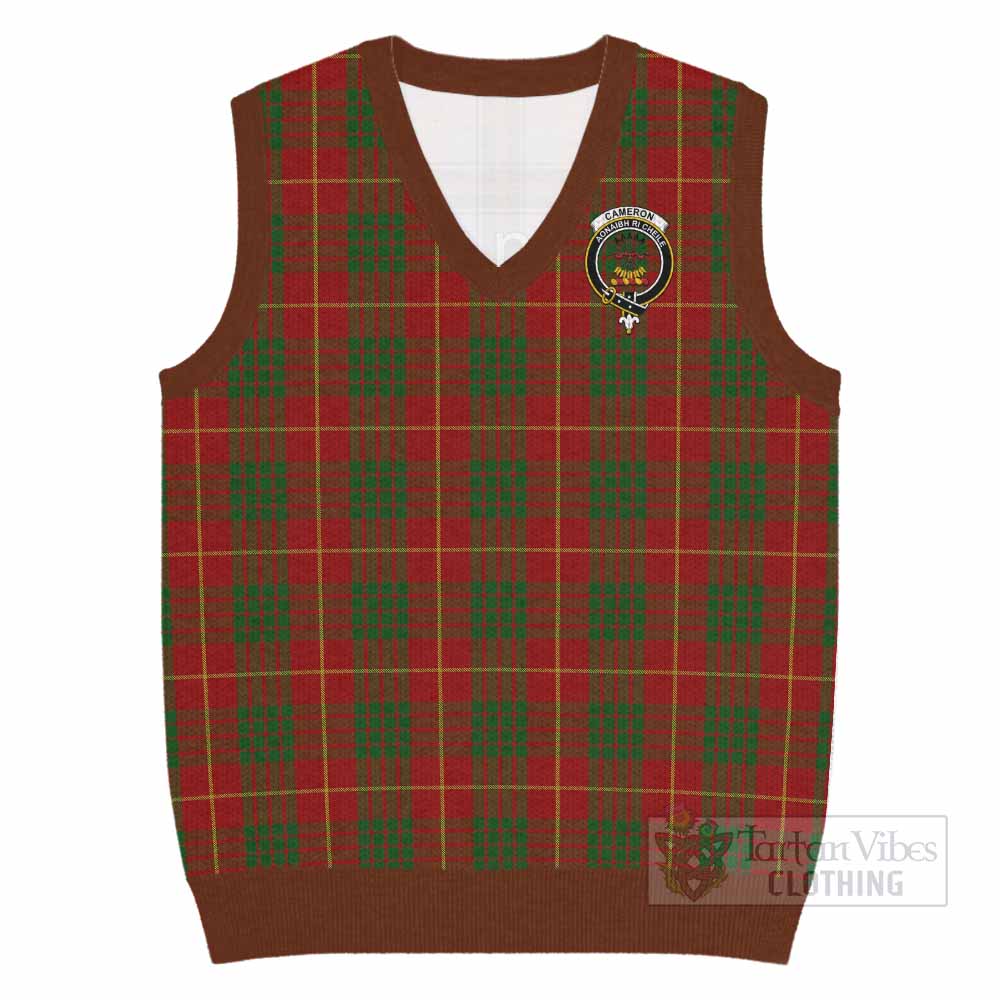 Cameron Tartan Knitted V-Neck Vest with Family Crest - Tartan Vibes Clothing
