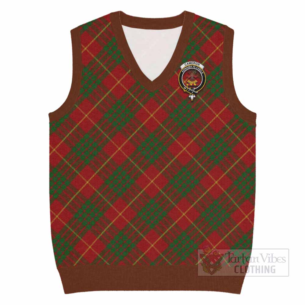 Cameron Tartan Knitted V-Neck Vest with Family Crest Cross Style