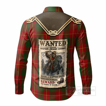 Cameron Tartan Long Sleeve Button Shirts Bigfoot Riding The Kelpie Monster