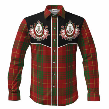 Cameron Tartan Long Sleeve Button Shirts Horseshoe Ornament Men's Shirt S - Tartan Vibes Clothing