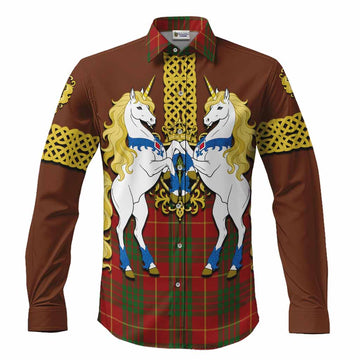 Cameron Tartan Long Sleeve Button Shirts Unicorn Celtic Knot And Thistle Emblem