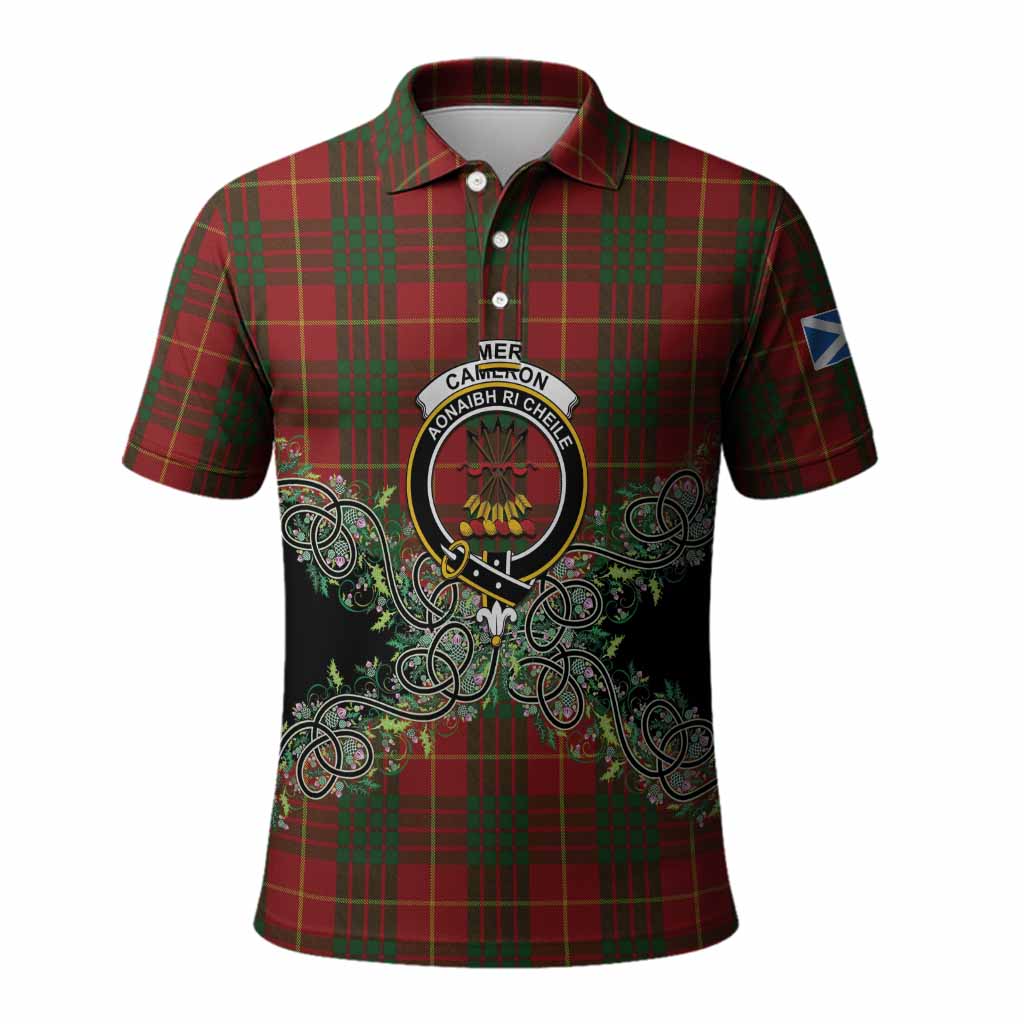 Cameron Tartan Polo Shirt Thistle Scottish Spirit