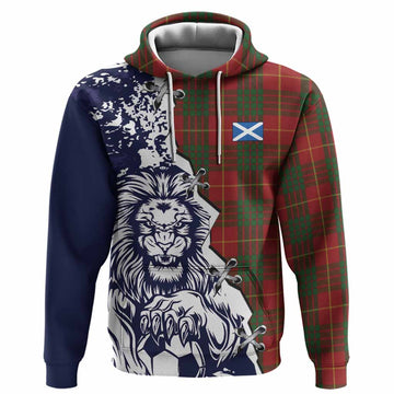 Cameron Tartan Scottish Hoodie Angry Lion With Soccer Ball Style