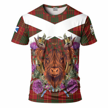 Cameron Tartan T-Shirt Scottish Thistle Heilan Coo