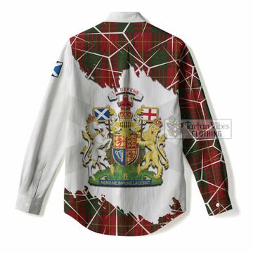 Cameron Tartan Women Casual Shirt with Family Crest and Lion Rampant Grunge Style