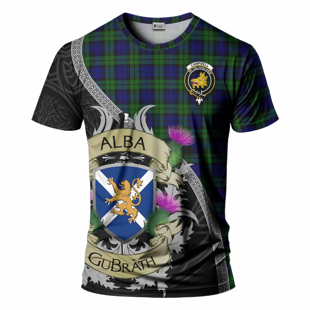 Tartan Vibes Clothing Campbell Tartan Family Crest T-Shirt Lion Rampant Royal Thistle Shield Celtic Inspired