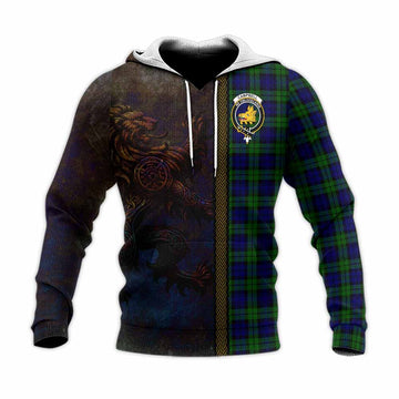 Campbell Tartan Family Crest Knitted Hoodie Alba Gu Brath Be Brave Lion Ancient Style