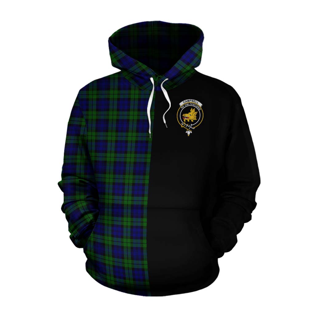 Tartan Vibes Clothing Campbell Tartan Cotton Hoodie with Family Crest and Half Of Me Style