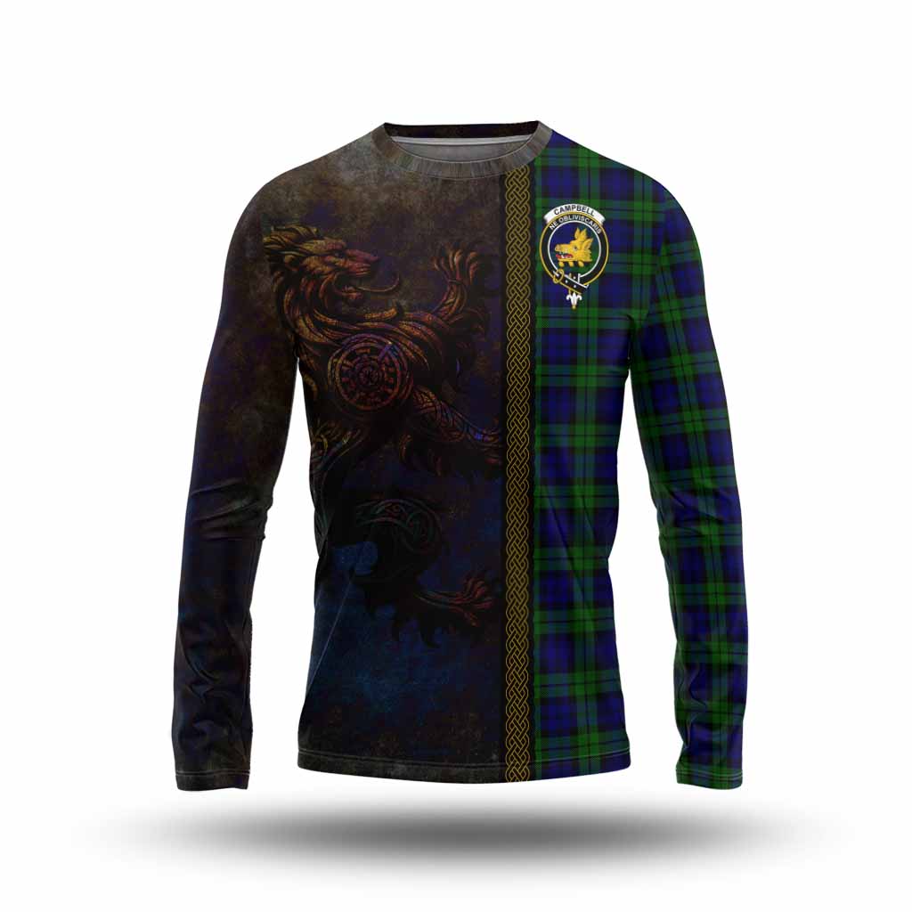 Tartan Vibes Clothing Campbell Tartan Family Crest Long Sleeve T-Shirt Alba Gu Brath Be Brave Lion Ancient Style