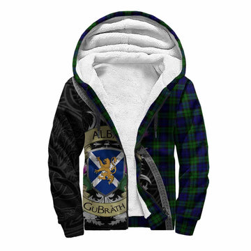 Campbell Tartan Family Crest Sherpa Hoodie Lion Rampant Royal Thistle Shield Celtic Inspired